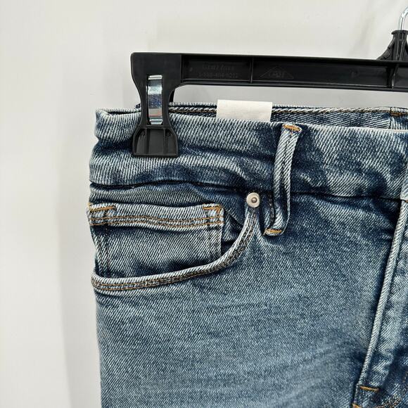 GOOD AMERICAN NWT Good Waist Chew Hem Cropped Jeans In Blue799 // 0 (25) - Picture 7 of 15